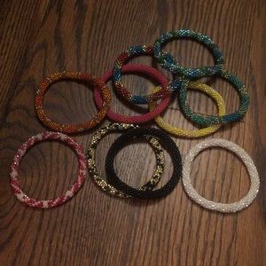 Beaded roll on bracelets. Multi Colored.